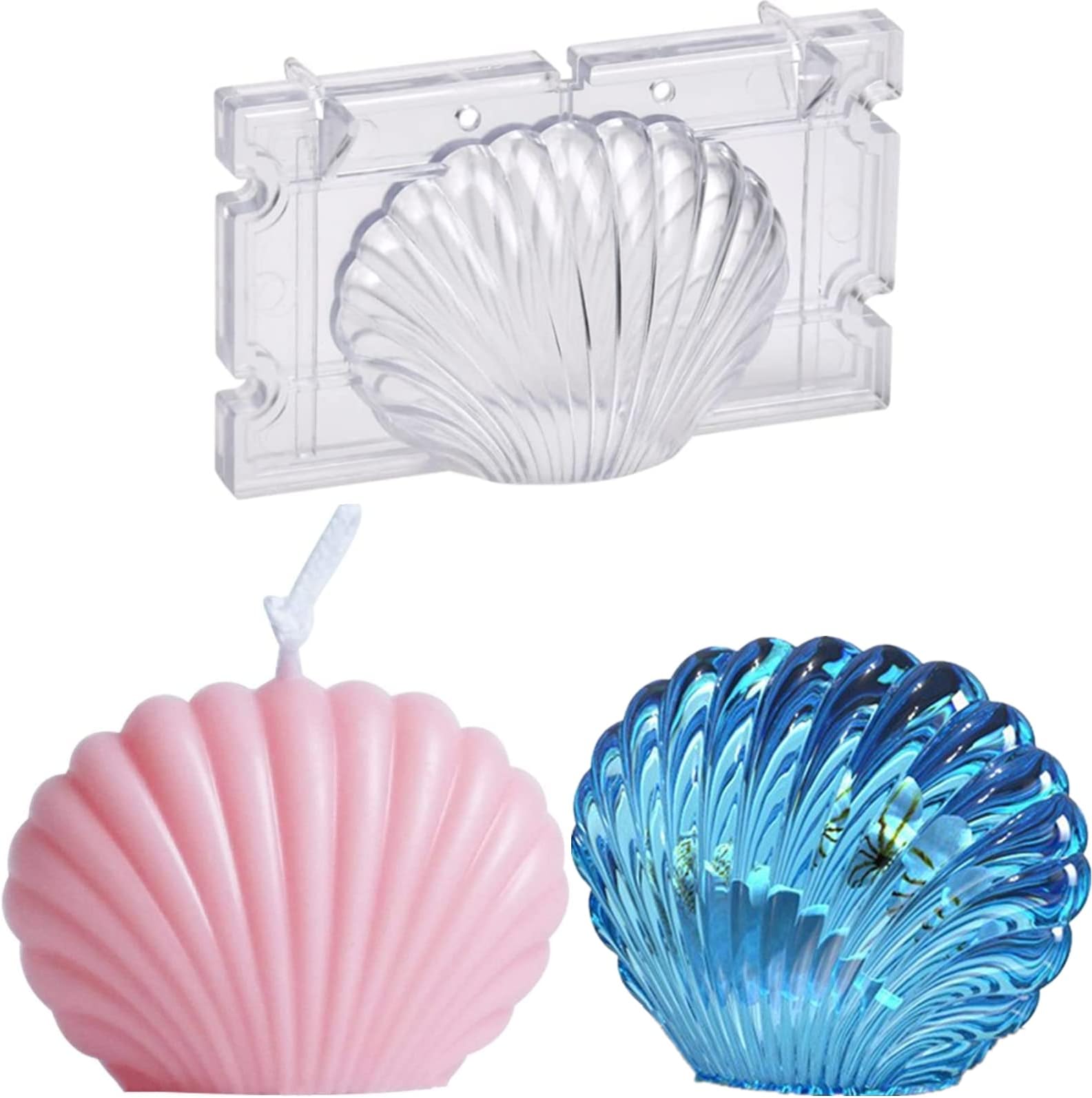 Candle Making Mould Seashell Plastic Mould Wax Melt Moulds Scallop Shell Aromatherapy Moulds Handmade Soap Mold for Party Home Decoration Gift Clay Craft Kit DIY Size 9.5 * 5.3 cm