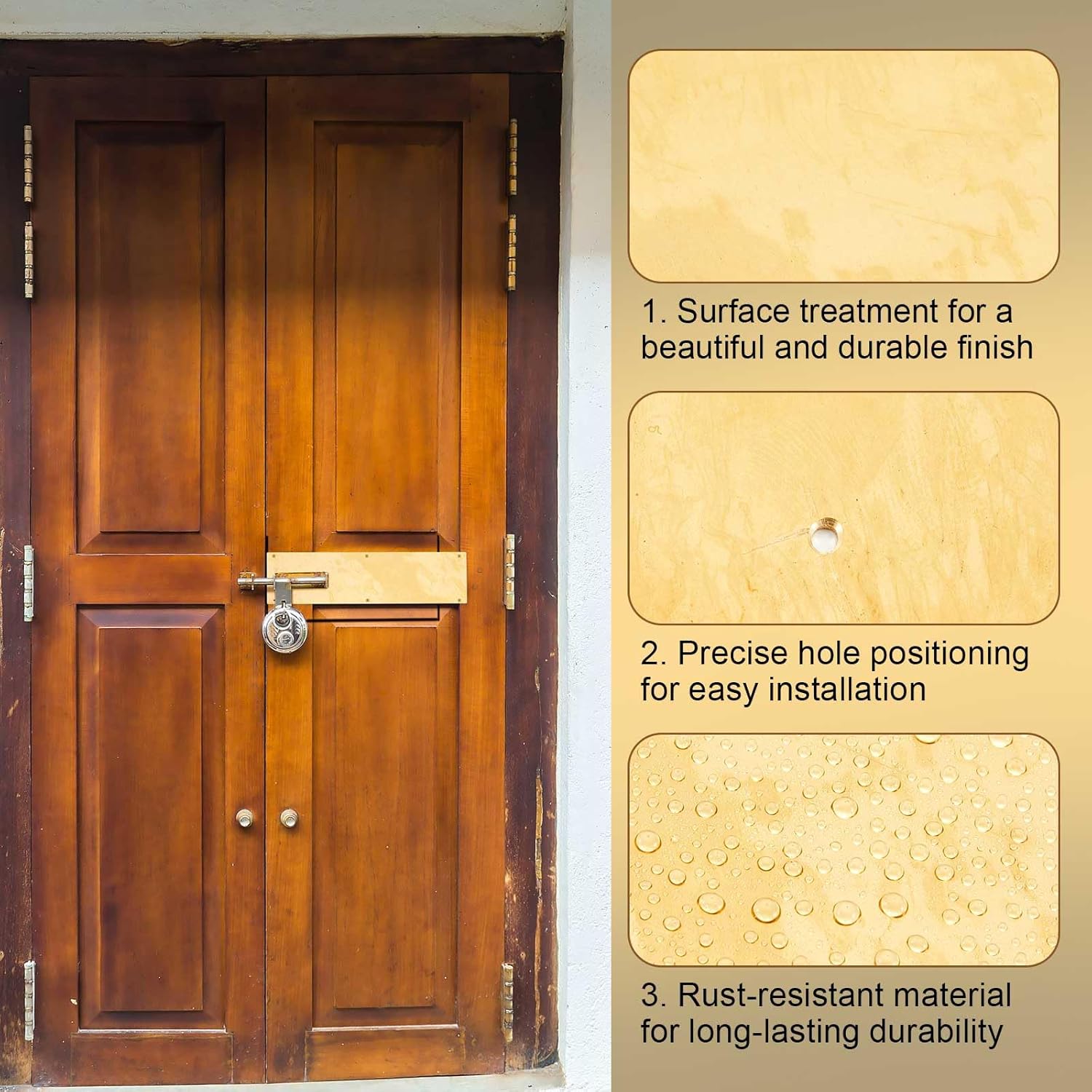 Blulu 4 Pcs 16 x 4 Inches Brass Door Push Plate Metal Door Protection Push Plate with 24 Screws Brushed Kick Plates for Interior Exterior Anti-Scratch Resistant Accessories