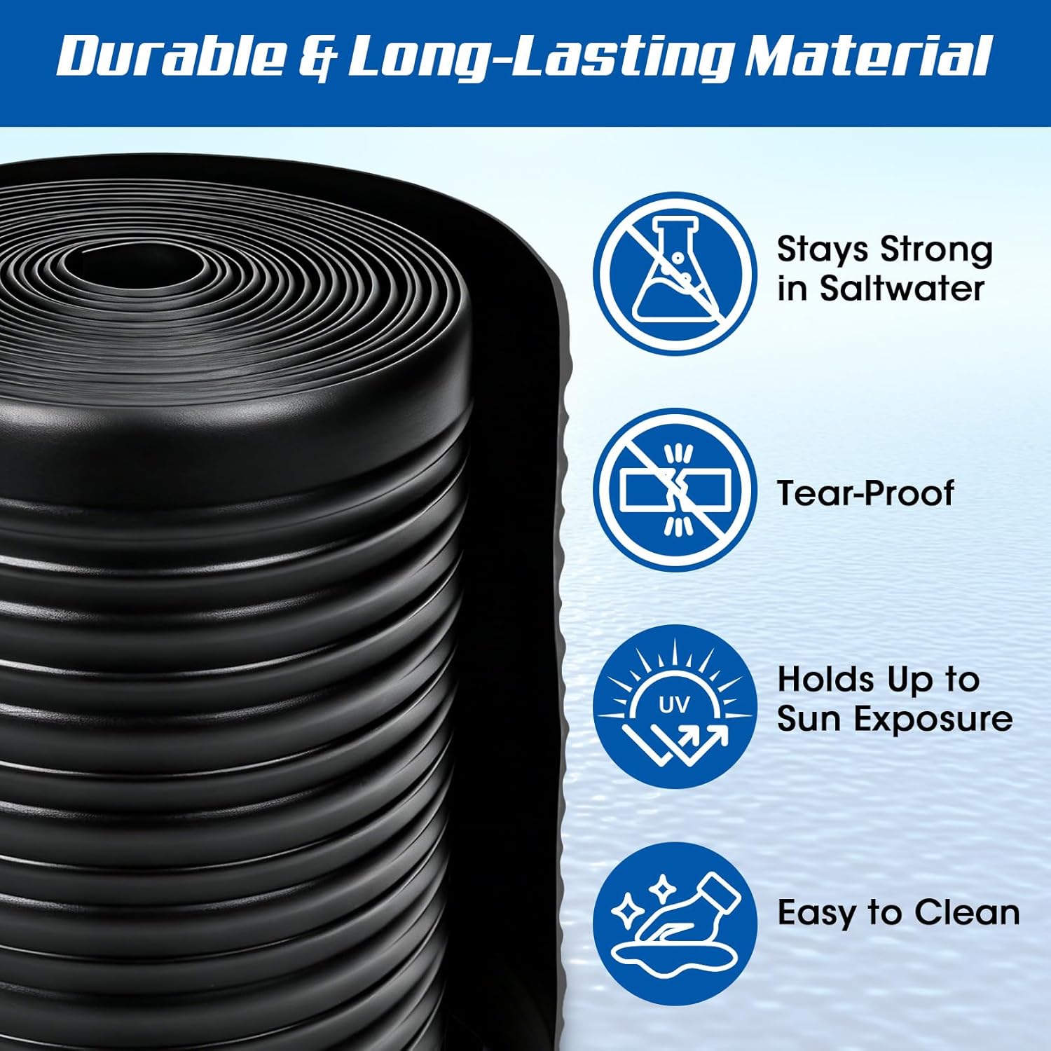 PE Waterproof Boat Trailer Bunk Wrap Kit, Boat Trailer Bunk Carpet with Install Hardware, Heavy-Duty Low Friction Replacement Synthetic Bunk Board Cover for Smooth Loading&Unloading Boats