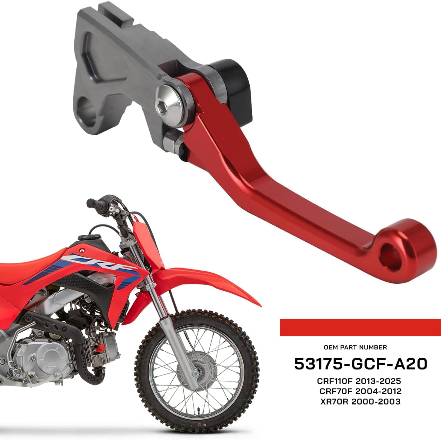 Foldable Front Brake Lever Pivot Adjustable for Honda CRF110F 2013-2025 CRF70F 2004-2012 XR70R 2000-2003 Dirt Pit Bike | Replaces OEM Part 53175-GCF-A20