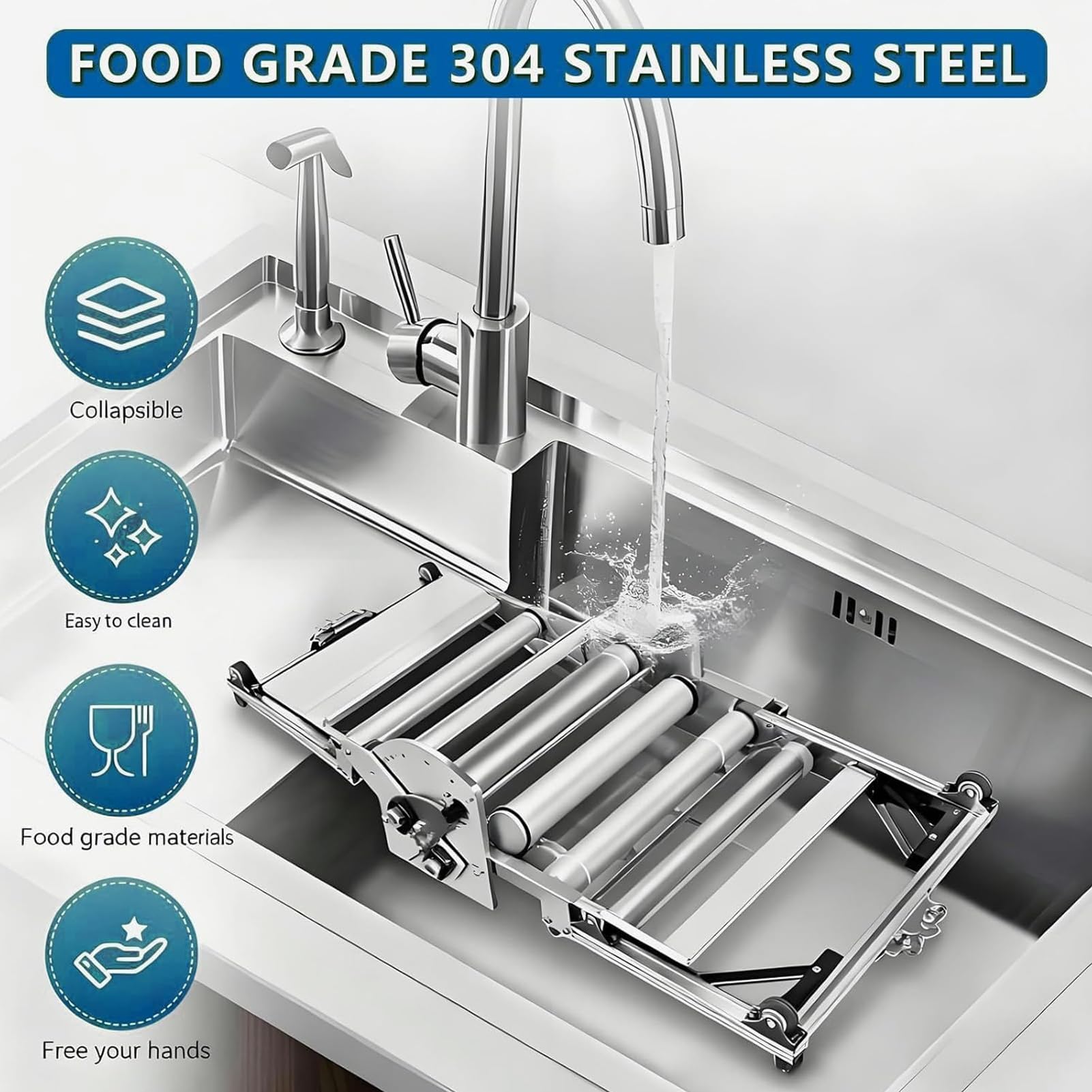 Professionale Sfogliatrice Elettrica per Pasta, Sfogliatrice Pasticceria Elettrico in Acciaio Inox con Impostazioni di Spessore Regolabili da 2 a 30mm, Laminatrice per Croissant e Pastas Sfoglia