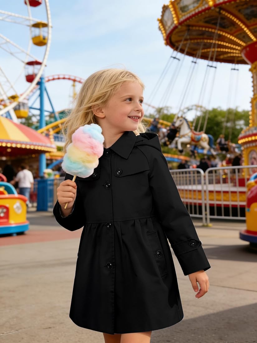 Betusline Girl's Rain Jackets Lightweight Waterproof Hooded Trench