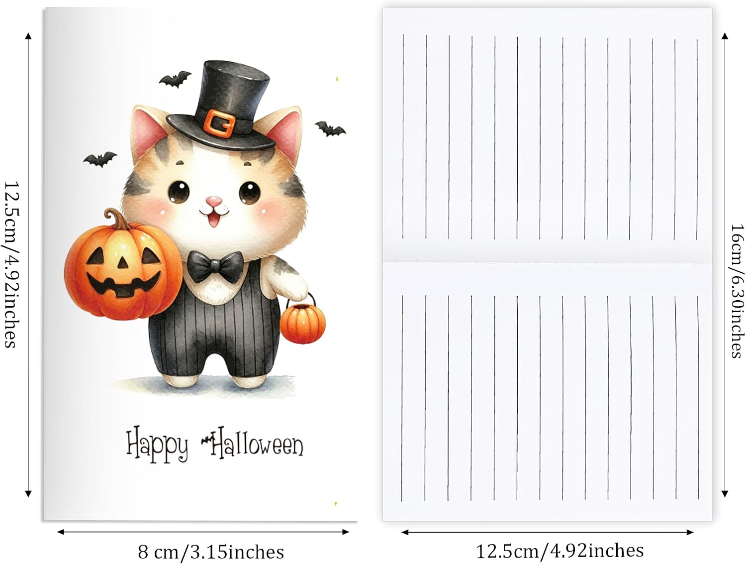 Happy Halloween Notebooks Set,12 Pack, Pumpkin and Bat Designs,3.15*4.92in image 2