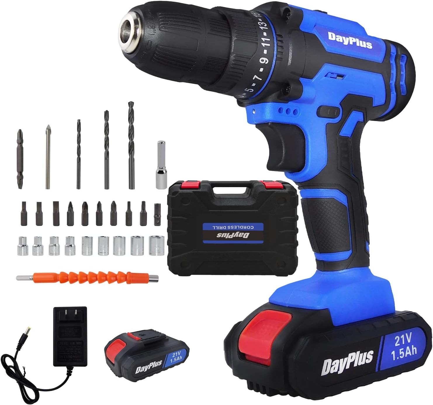Battery Powered Drill Cordless Handheld Drill, 21V Combi Drill Power Drill Driver for Drilling