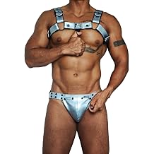 JOCKMAIL Mens Harness Jockstrap Set Adjustable PU Leather Look Clubwear