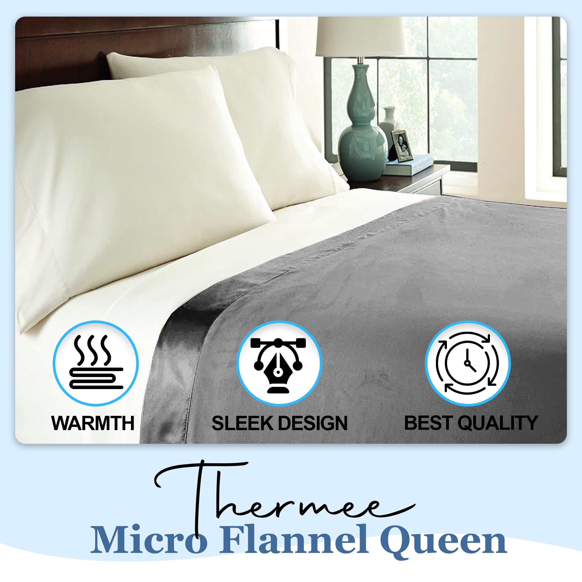 Thermee Micro Flannel King-Size Blanket, Lightweight All Seasons Cozy Blanket - Image 3