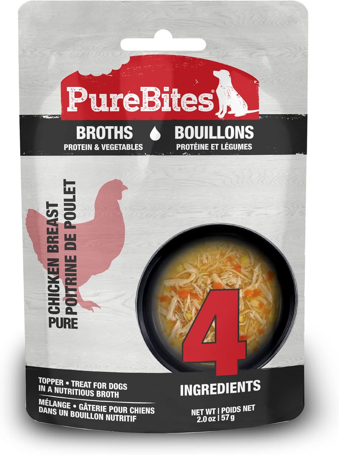 PureBites Chicken Broths for Dogs, Only 4 Ingredients, Case of 18