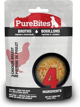 PureBites Chicken Broths for Dogs, Only 4 Ingredients, Case of 18