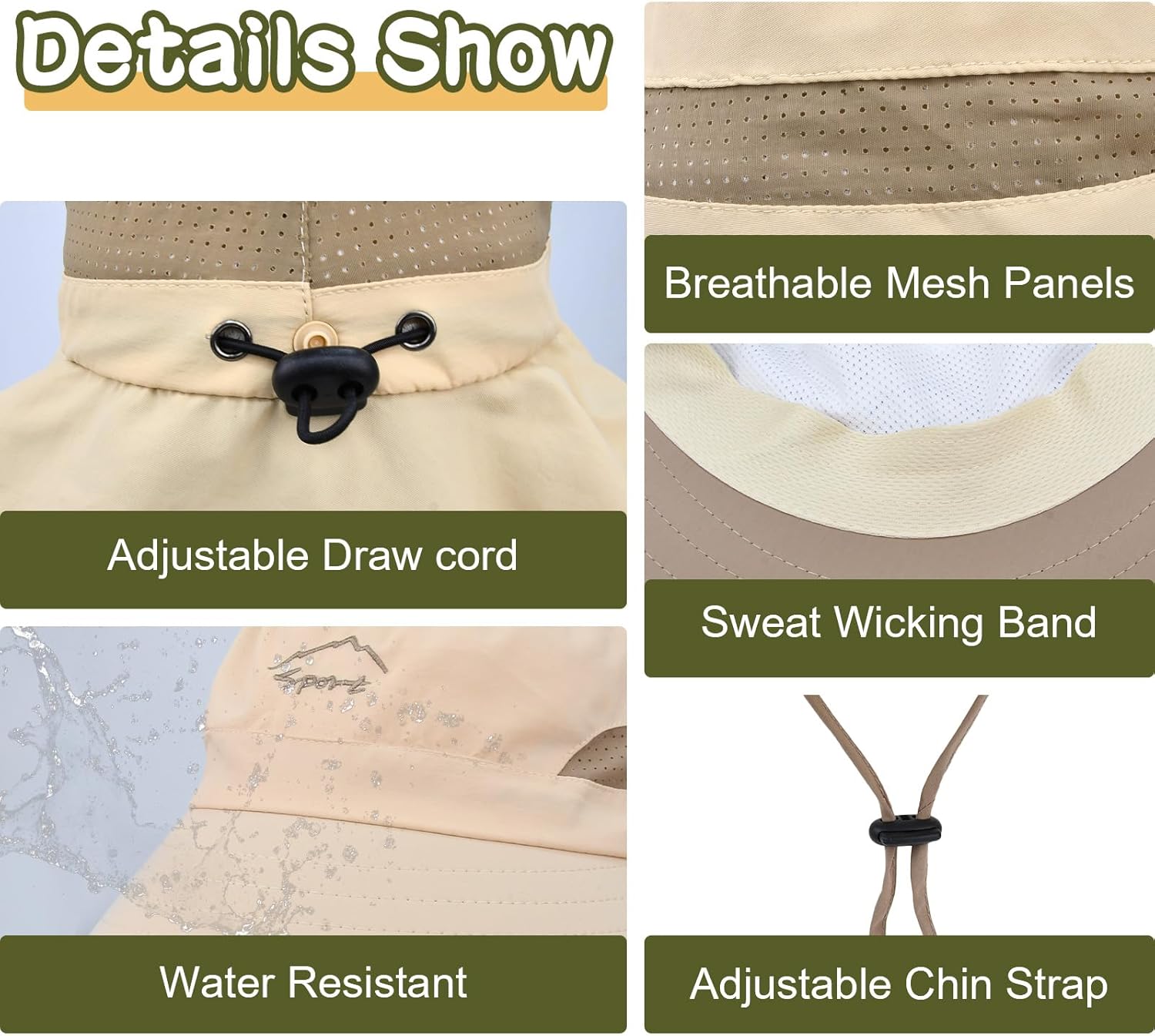 Kids Sun Hat UPF50+ Sun Protection Boys Bucket Hat Summer Girls Beach Hats with Neck Flap Adjustable Fishing Safari Hat - Image 3