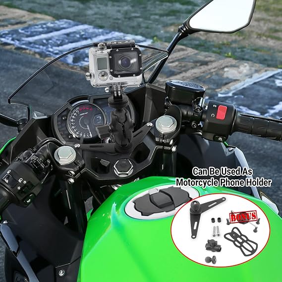 GUAIMI Motorcycle Phone Mount 360 Rotation Cellphone Holder with Camera Rack GPS Phone Holder Bracket for Ninja 400 2018-2020