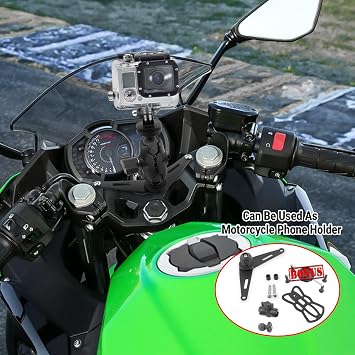 GUAIMI Motorcycle Phone Mount 360 Rotation Cellphone Holder with Camera Rack GPS Phone Holder Bracket for Ninja 400 2018-2020