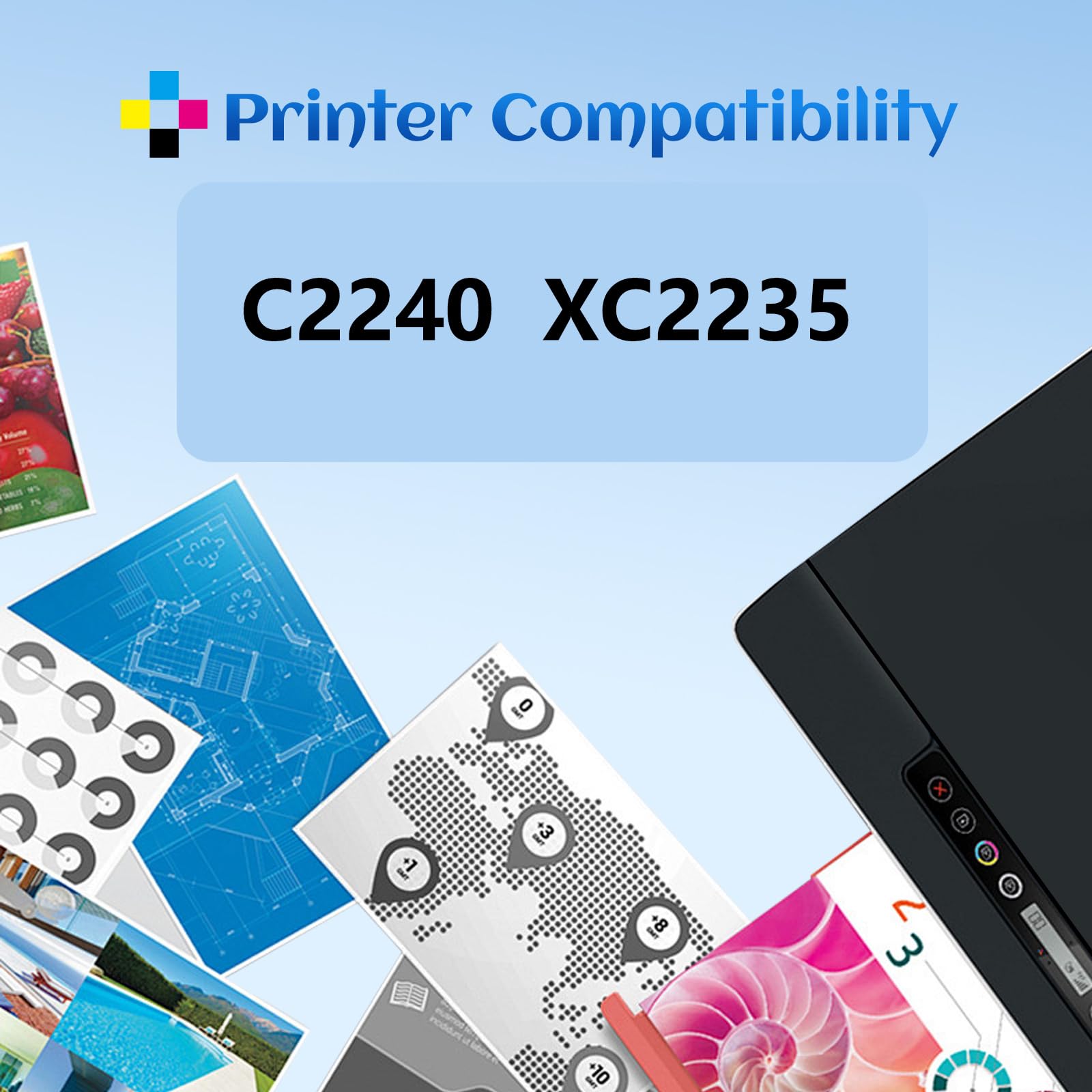 SANCTink Lot de 4 cartouches de toner reconditionnées pour imprimante laser Lexmark 24B7154 24B7155 24B7156 24B7157 C2240 XC2235