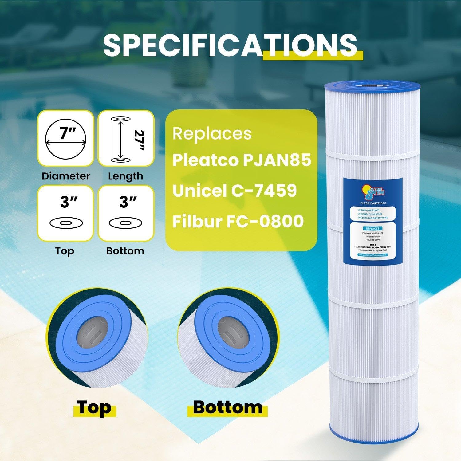 In The Swim Standard Pool Filter Cartridge 4-Pack Replacement for Jandy CL340 Filter