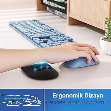 Klasse Gaming Mouse Bilek Desteği, ErgoPad, Kaymaz Tabanlı, Nefes Alan Kumaş, Ağrı Önleyici (Siyah Fare Desteği)