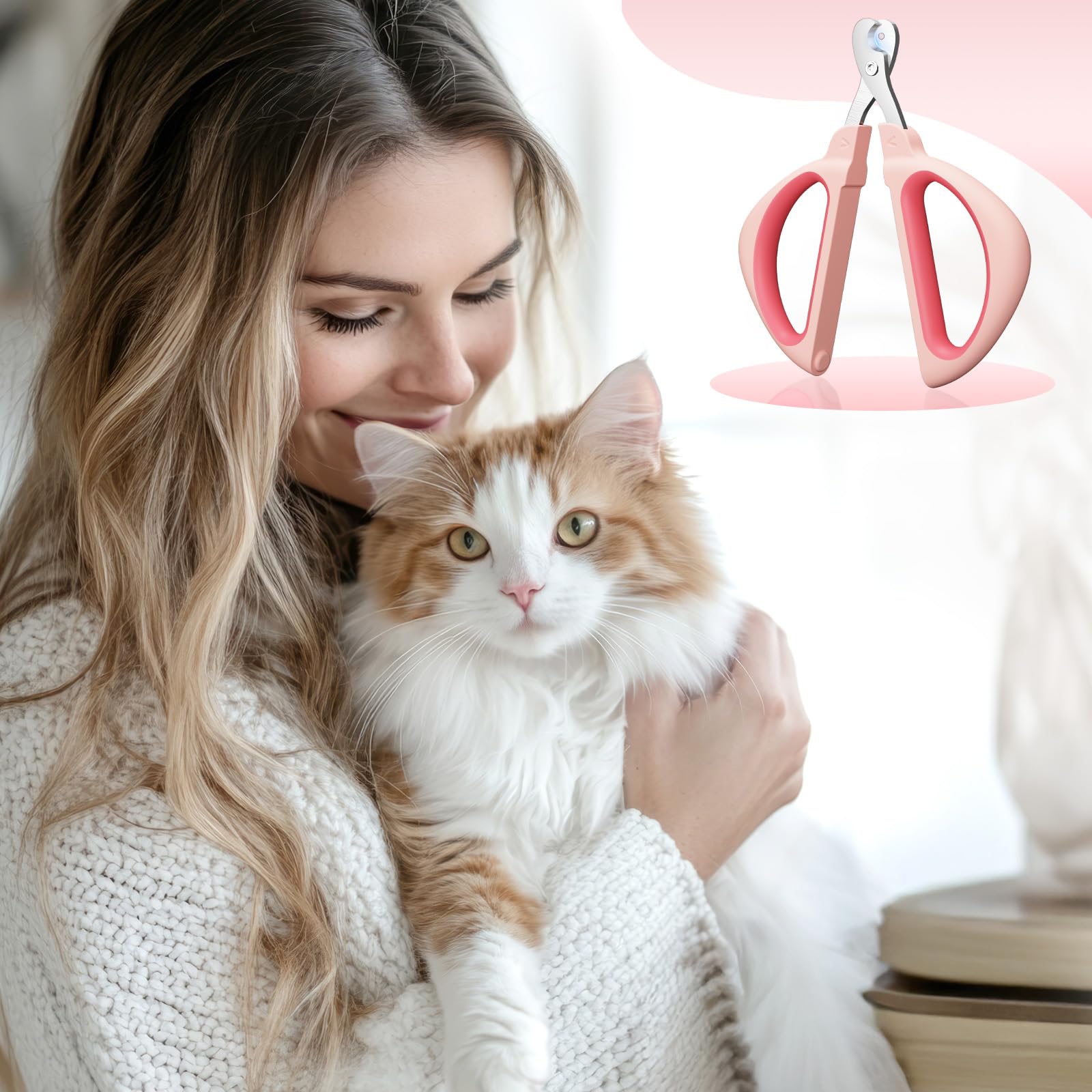 Pink Professional Cat Nail Clippers, Nail Clippers for Cats with Safe Positioning Hole, Cat Nail Clippers with Safety Guard Suitable for Rabbits, Guinea Pigs, Birds, Puppies — view 2