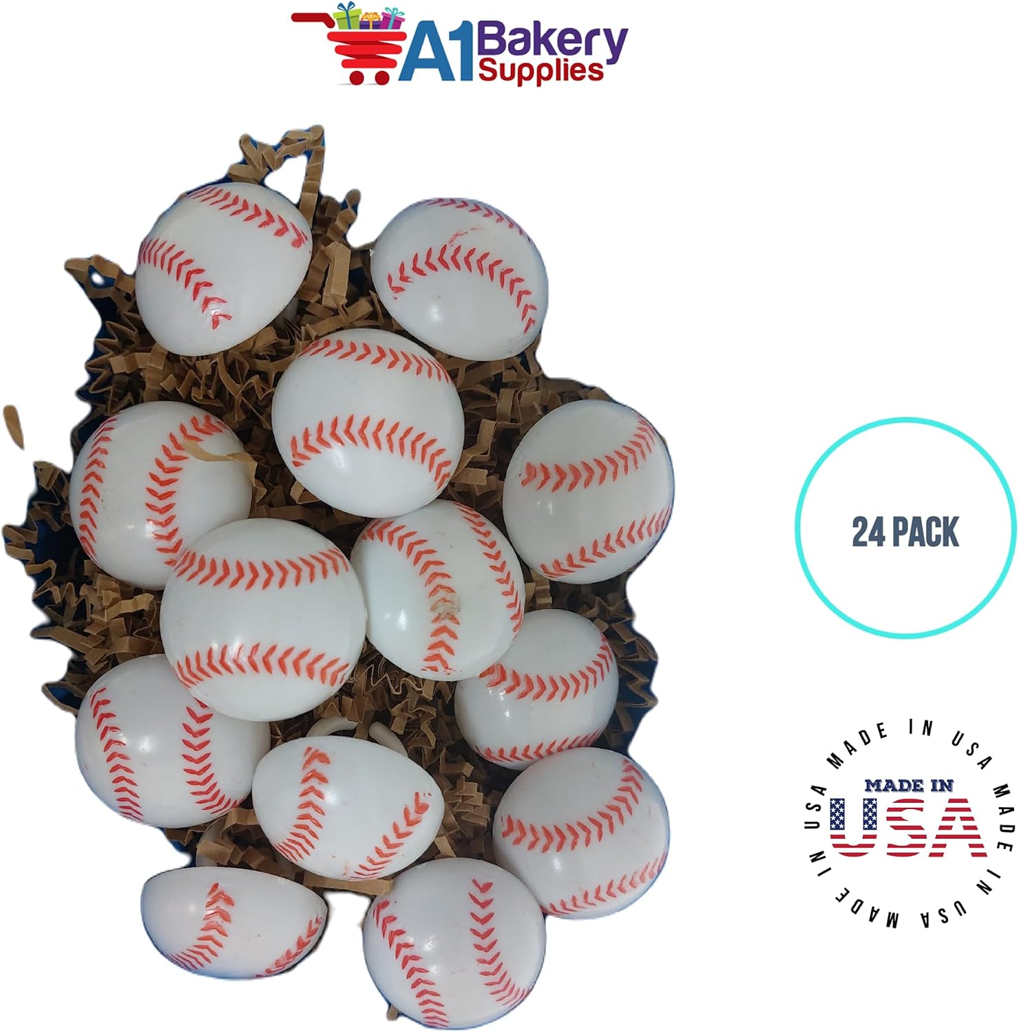 Baseball Cupcake Rings (24-Pack)