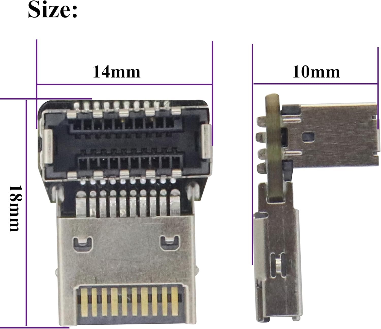 2Pack Right Angle Up USB 3.1 Type-E Header Front Panel Adaptr 90 Degree 10Gbps USB 3.1 Type-E Male to Female Front Panel Internal Power Connector for Motherboard.(Type-E/Up)