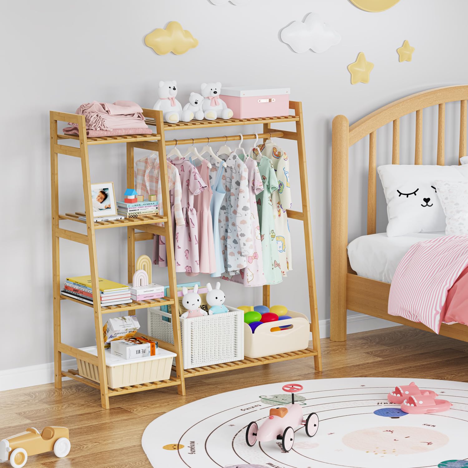 【新着商品】BAMBOOHOMIE ハンガーラック キッズ 子供用 多段式 衣類 Amazon｜BAMBOOHOMIE ハンガーラック キッズ 子供用 多段式 衣類収納