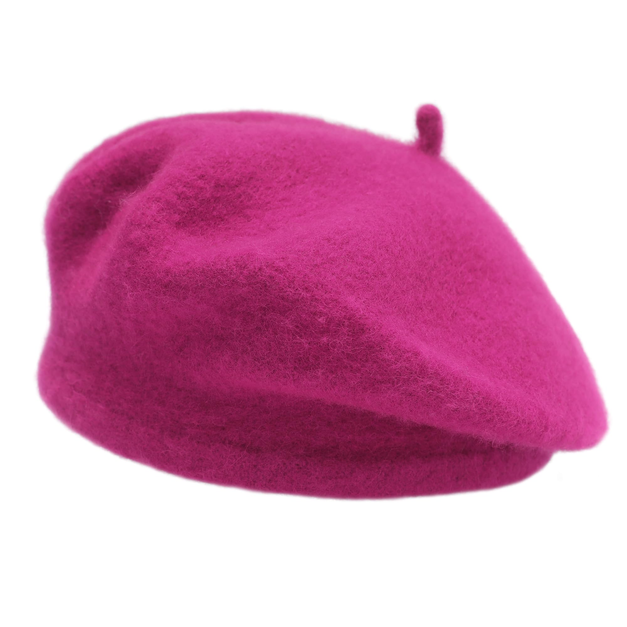 ZLYC Wool Kids Beret Hat Girls Solid Color Artist French Beret Cap(Rasberry)