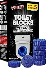 Automatic Flush Toilet Bowl Cleaner Tablets, Bathroom Toilet Tank Cleaner-Tablet, Powerful Cleaning Ball Toilet Blue Deep Clean Bubbles, Mild Lemon Scent (10 Tablet)
