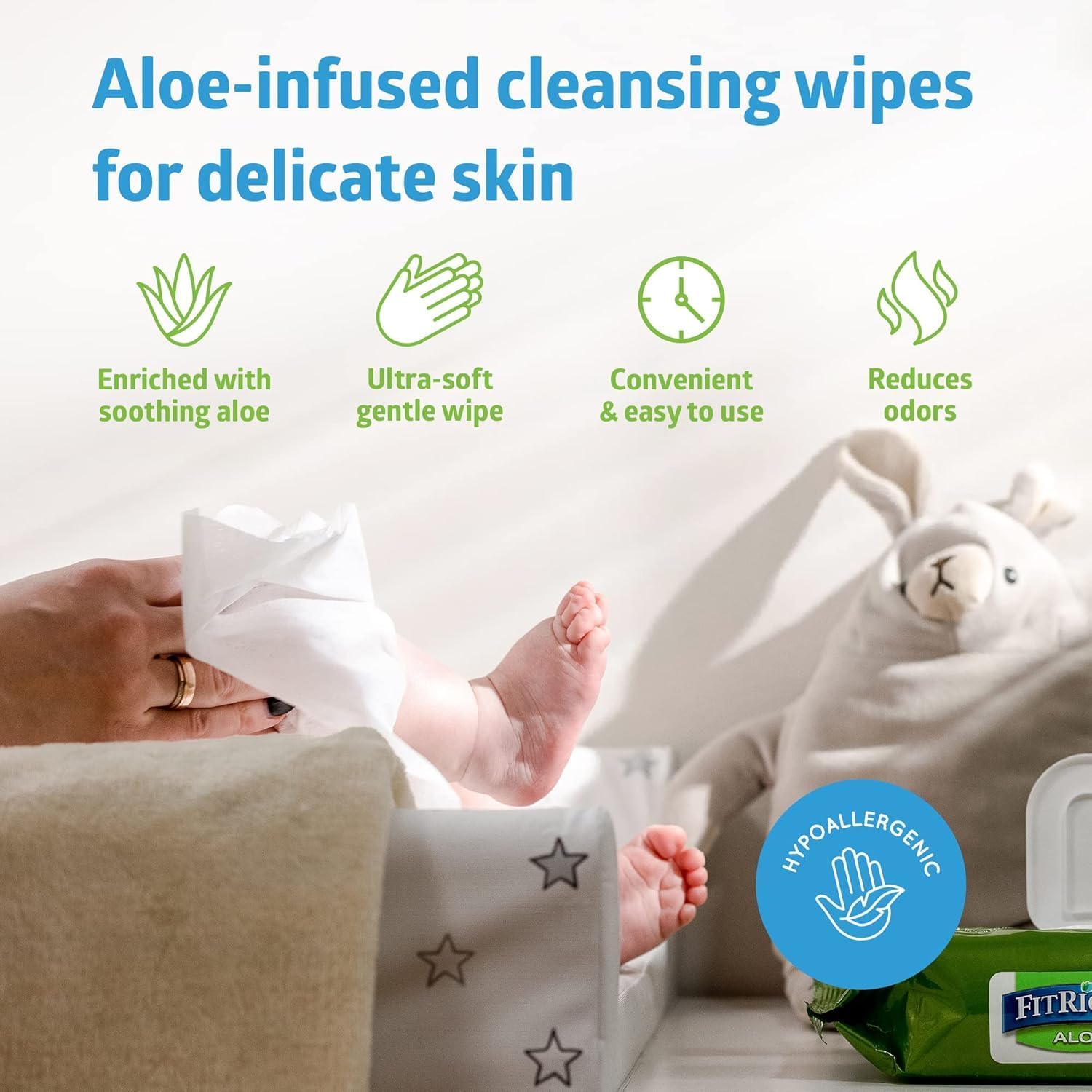FitRight Aloe Fragrance-Free Personal Cleansing Wipes, 8" x 12", 100 Count image 4