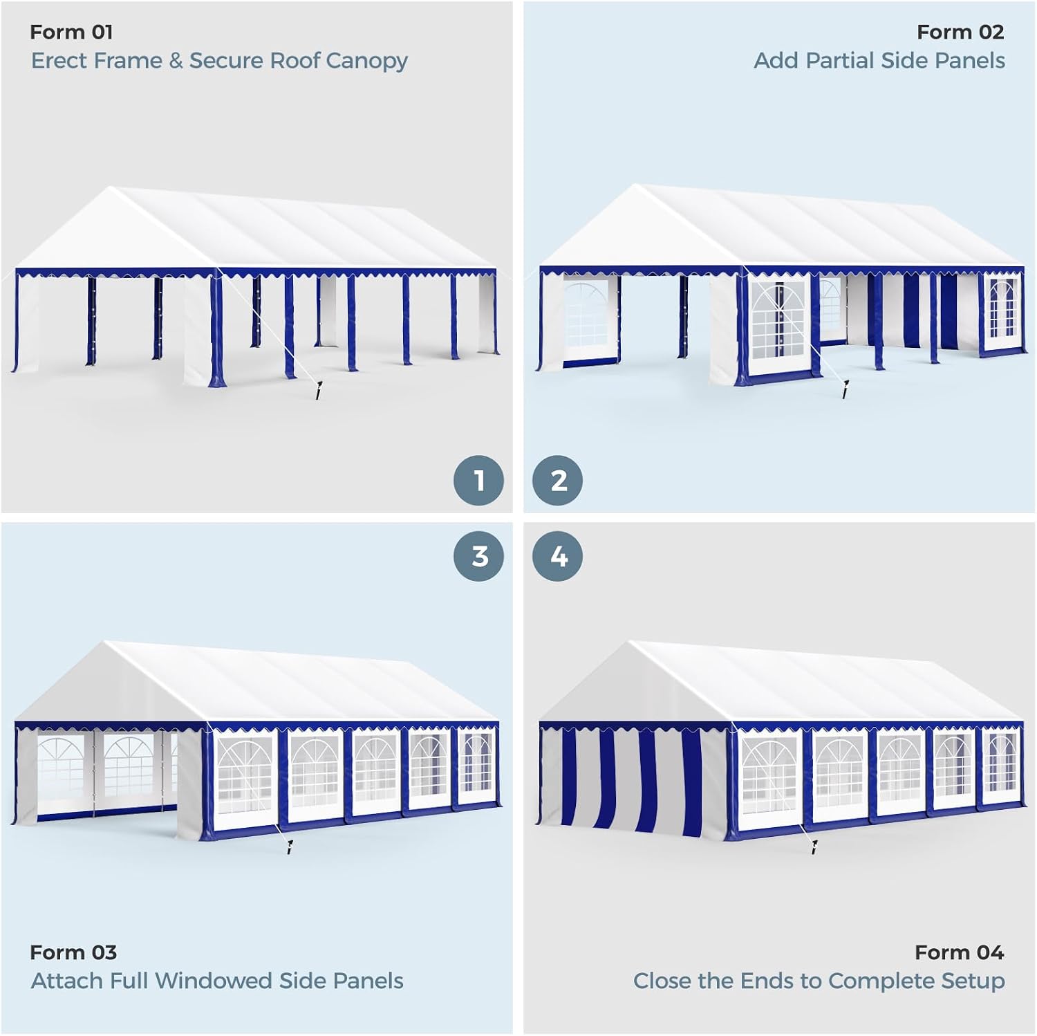 GREEN PARTY 16x32FT Party Tent Heavy Duty, Large Wedding Event Shelters with 4 Carry Bags & Removable Sidewalls, Outdoor Canopy Gazebo Commercial Tents for Parties Carport Garden Patio