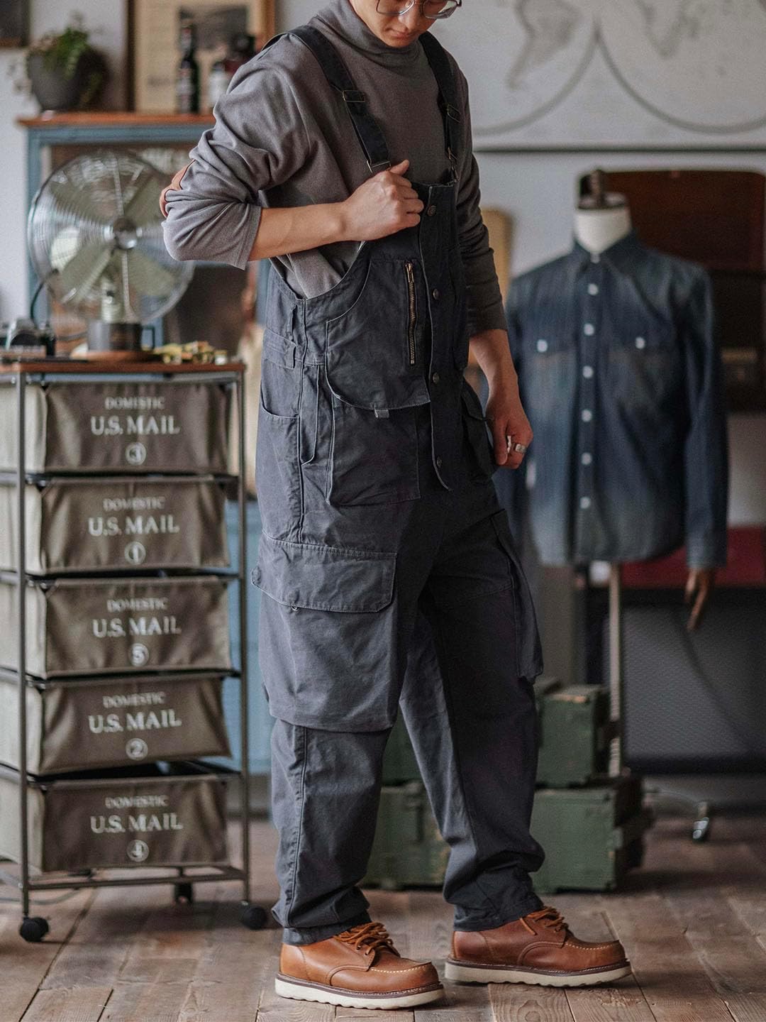 MADEPANTS Sloppy Canvas Overalls with Oversized Pockets Men's Durable Dungarees for Work - Image 3