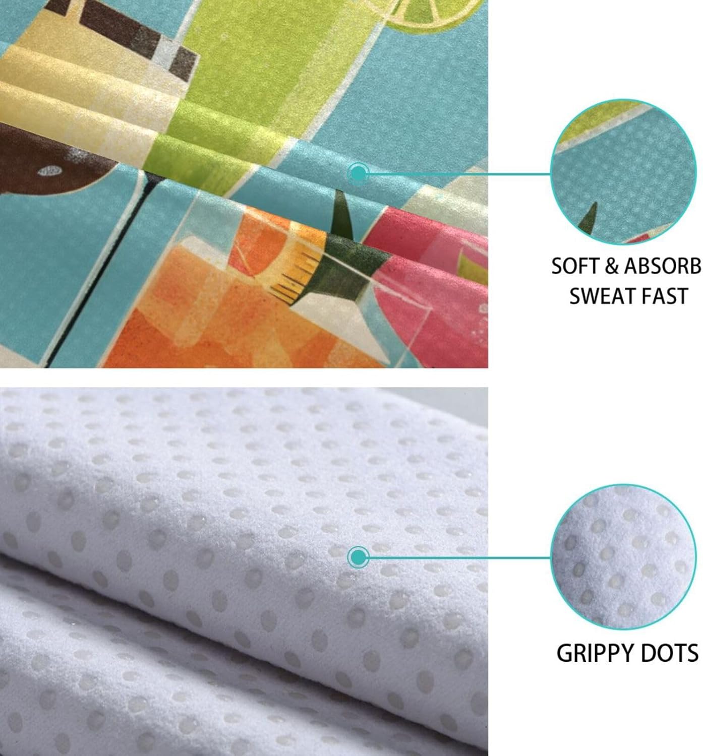 Yoga Mat Towel with Silicone Grip Dot Soda Bar Colors – 73"x27" Non-Slip Sweat Absorbent Microfiber Yoga Towel for Home Gym Studio