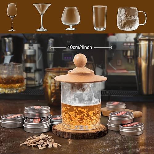 Miniatura 4 de Kit de ahumador de whisky de 23 piezas, 2 vasos, piedras de whisky, kit de infusor de ahumador de cóctel, kit de ahumador de bebidas antiguas,