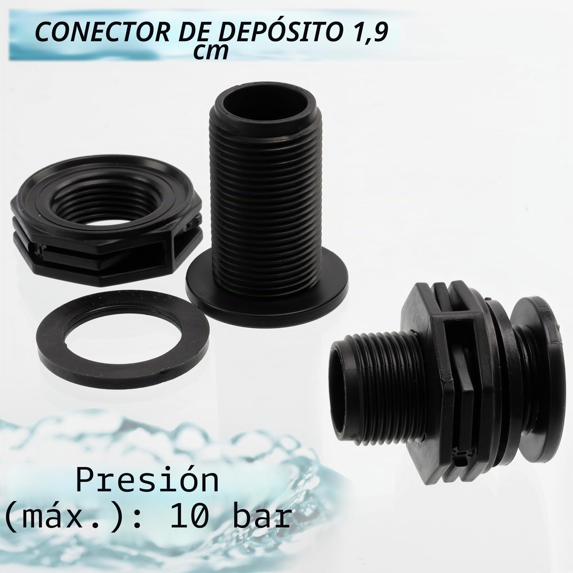 AERZETIX Juego De 2 Racores Macho Acanalados 3/4″ X 16mm – Para Riego Y Bomba, En Plástico Negro