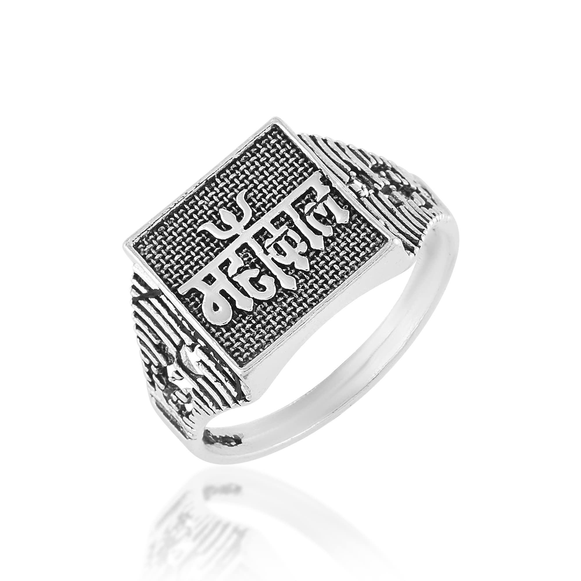 Oxidized Silver Plated Mahakal Lord Shiva Engraved Finger Ring Fashion Jewellery for Men and Women-image-12
