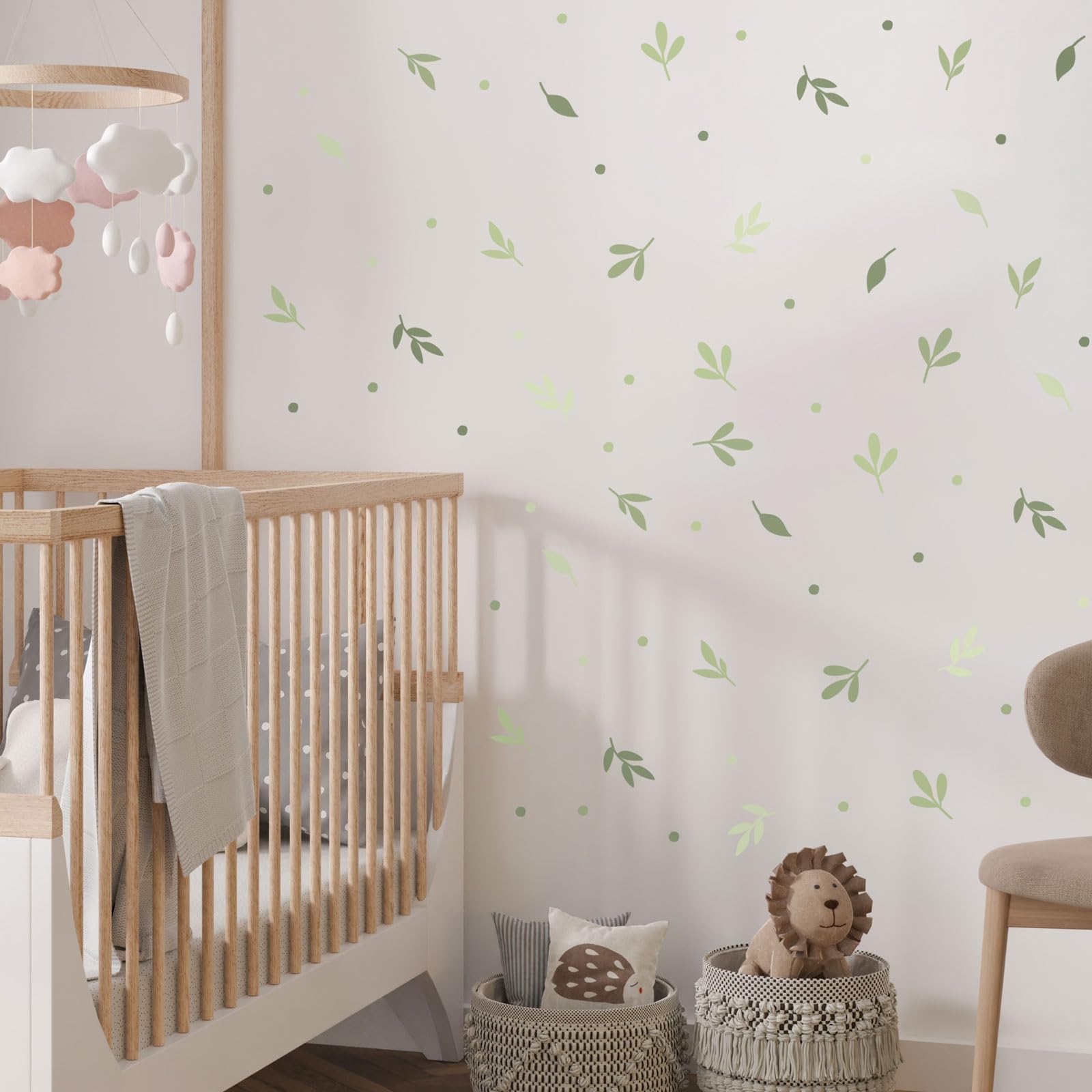 Stickerscape Leaf Wall Stickers (Green Leaves) | Nursery Wall Stickers, Flower Wall Stickers, Childs Bedroom Decor, Leaves Wall Stickers | Easy to Apply, Cleanly Removable