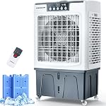 VAGKRI Swamp Plus cool. 2100CFM Évaporatif Air Refroidissement avec 3 Modes & Vitesses du vent, 120°Oscillation, 24H Minuterie, Portable Outdoor Air Conditionneur avec remplissage automatique pour Patio Garage à usage commercial, 8 C'est moi.