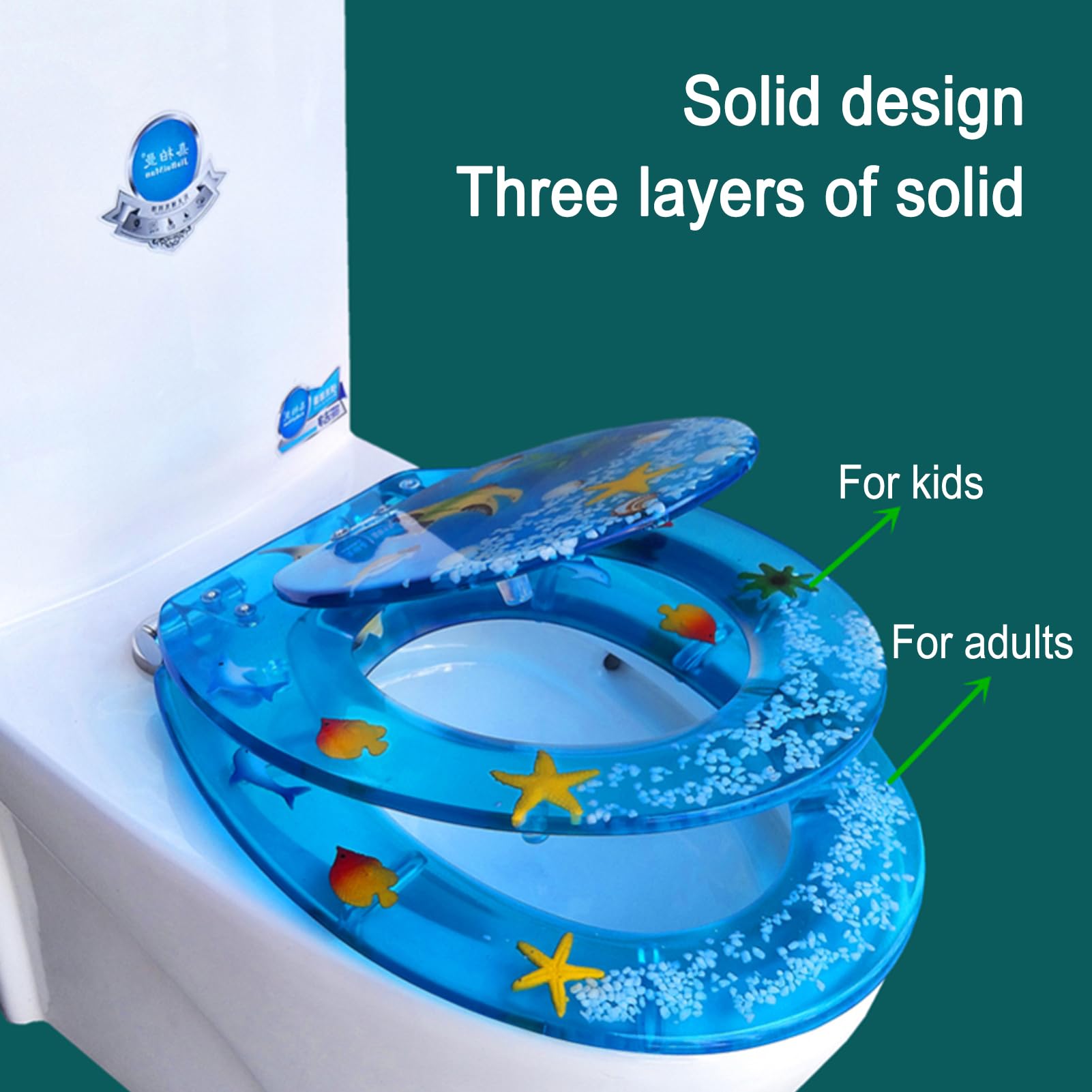 Buhelyc Coperchio per WC Familiare, Copriwater per Famiglia con Chiusura Rallentata, Rilascio Rapido, Forma O/U/V, per Uso Adulto E Adatto Ai Bambini, Facile da Installare E Pulire