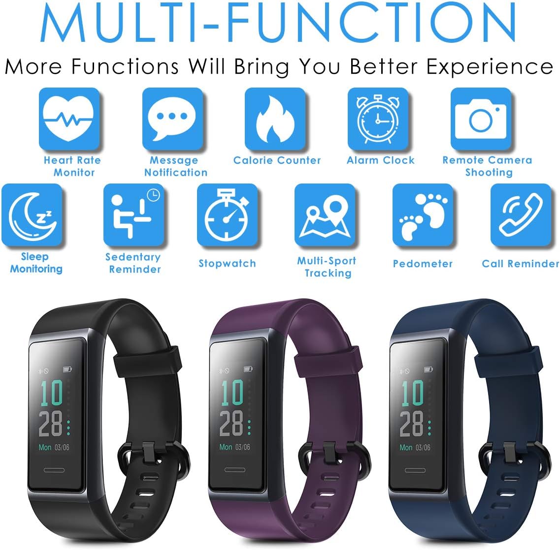 LATEC Pulsera de Actividad Inteligente, Impermeable IP68 Pulsera Inteligente  con Pulsómetro 14 Moda Deportivo Podómetro Notificación de Mensajes para  Android y iOS : Amazon.es: Deportes y aire libre