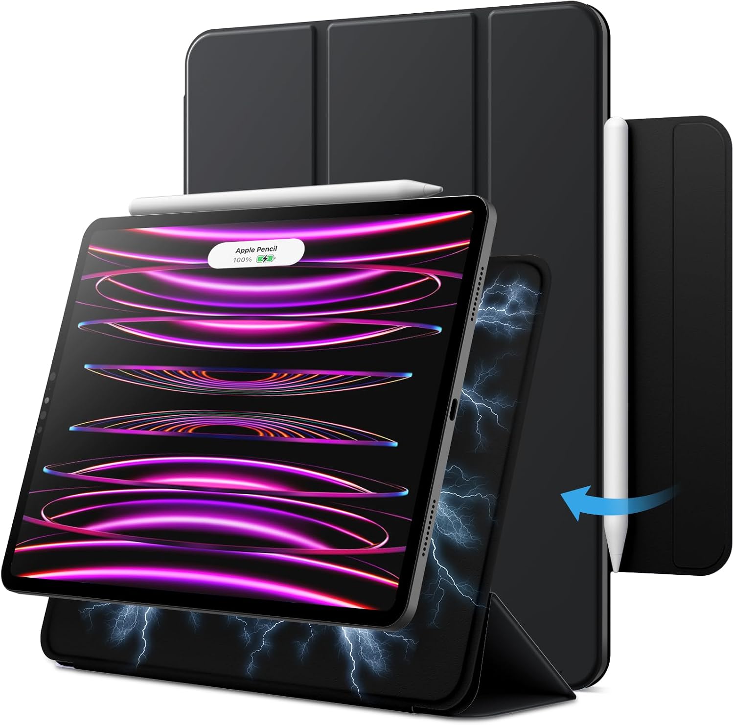 JETech Magnetic Case for iPad Pro 11" & iPad Air 5/4 10.9", Black/Black