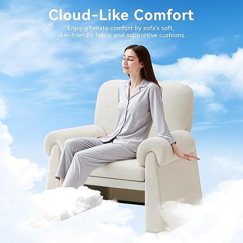 Miniatura 3 de Silla decorativa de gran tamaño, cómodas sillas de sala de estar, sofá individual con cojín grueso y reposabrazos, sillón tapizado para sala de