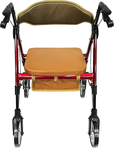 Miniatura 2 de HEALTHLINE Andador con ruedas resistente con asiento, andador plegable de aluminio extra ancho de 450 libras con cesta ancha y asiento acolchado,