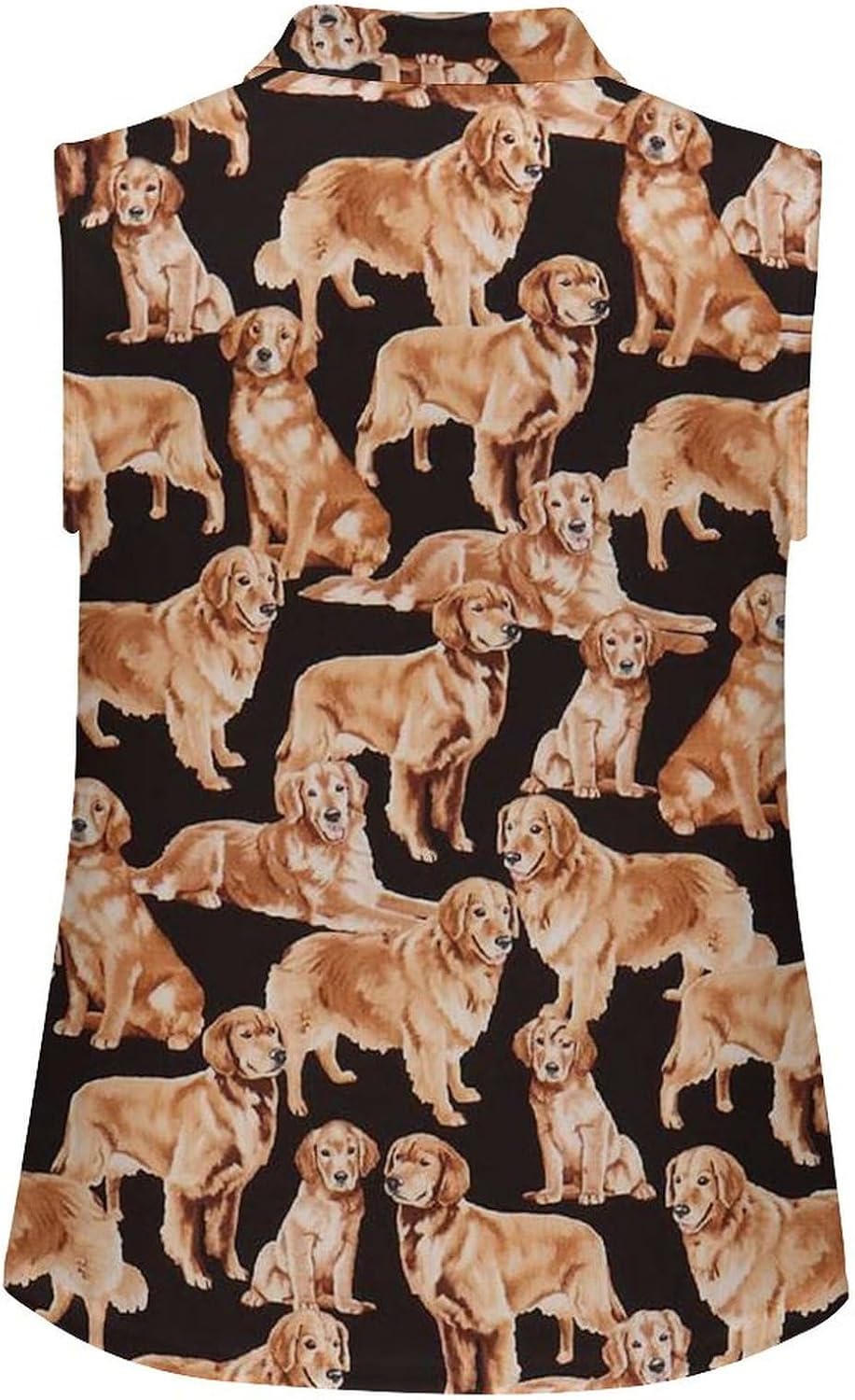 Black Cute Golden Retriever Dog Golf Shirts for Women V Neck Tennis Polo Tank Tops Blouses Sleeveless T-Shirts