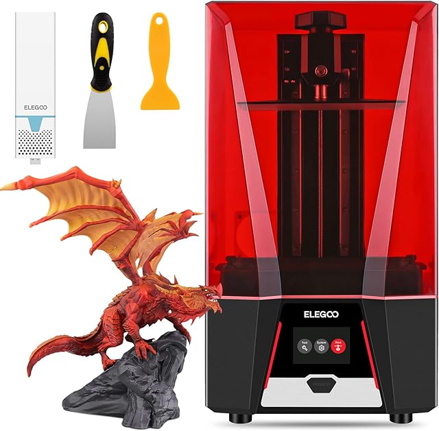 ELEGOO Resin 3D Printer, Saturn 2 8K 3D Printer Upgraded UV Light with 10" 8K Monochrome LCD, Air Purifier and Screen Protector, 8.62x4.84x9.84 inch Build Volume