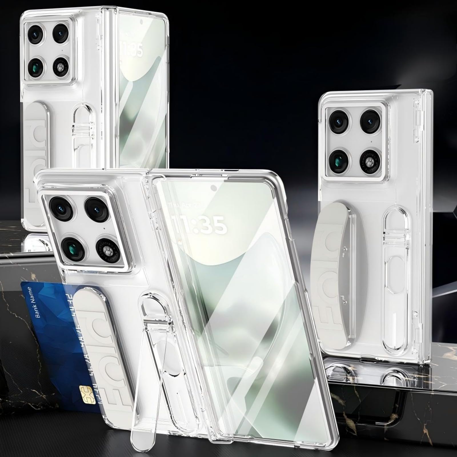 Coque pour Razr Fold étui + Verre Film + Wristband + Stand + Hinge,Slim Bumper Case pour Motorola Razr Fold(3)