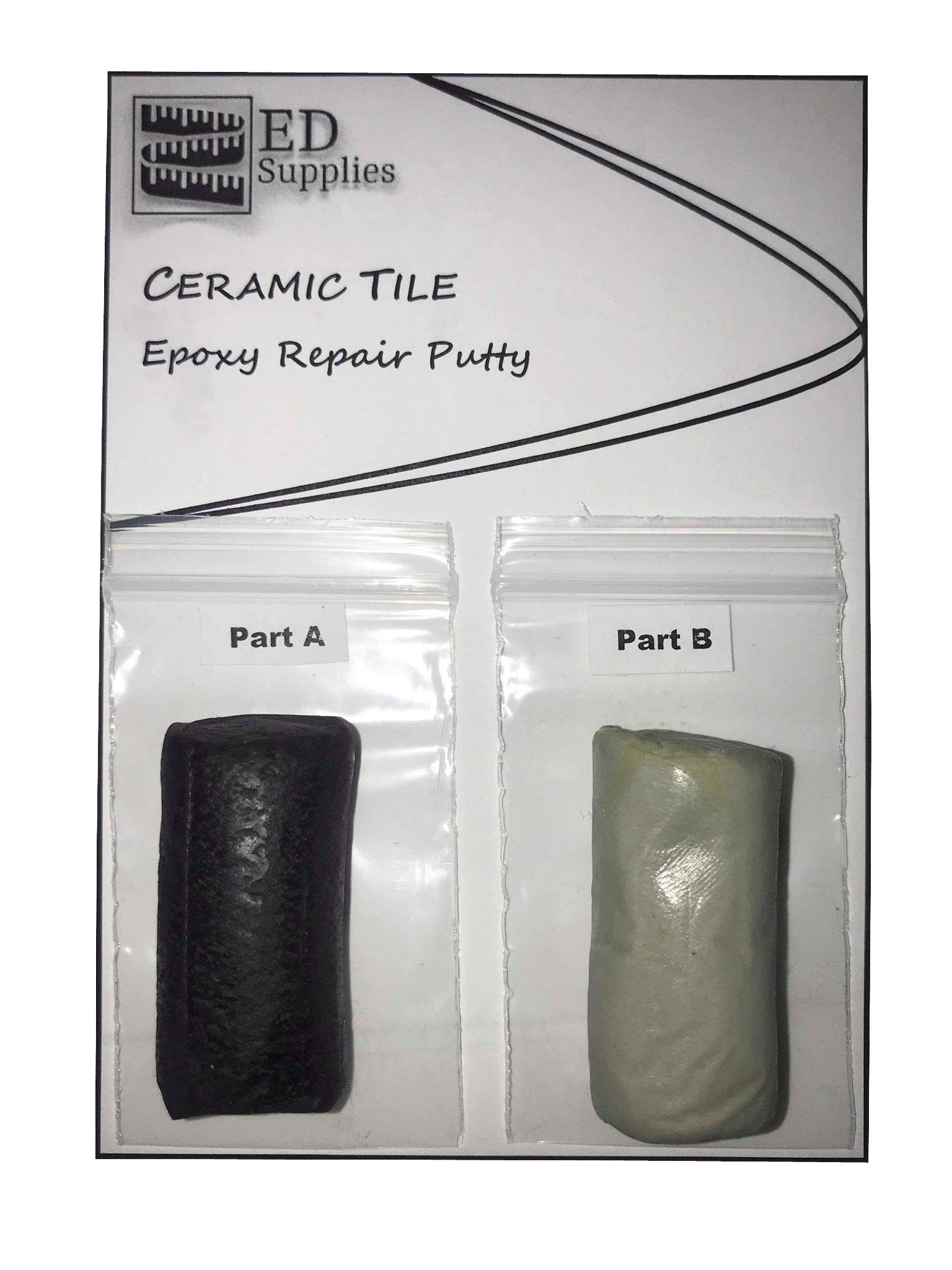 Floor & Wall Ceramic Tile Epoxy Repair Putty - Repairs Chips, Cracks, Defects & Similar Damage. 38g (Black)