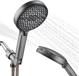 High Pressure 6-mode Handheld Shower Head- Anti-clog Nozzles,Built-in Power Wash to Clean Tub, Tile & Pets,Stainless Steel Hose, Wall & Overhead Brackets