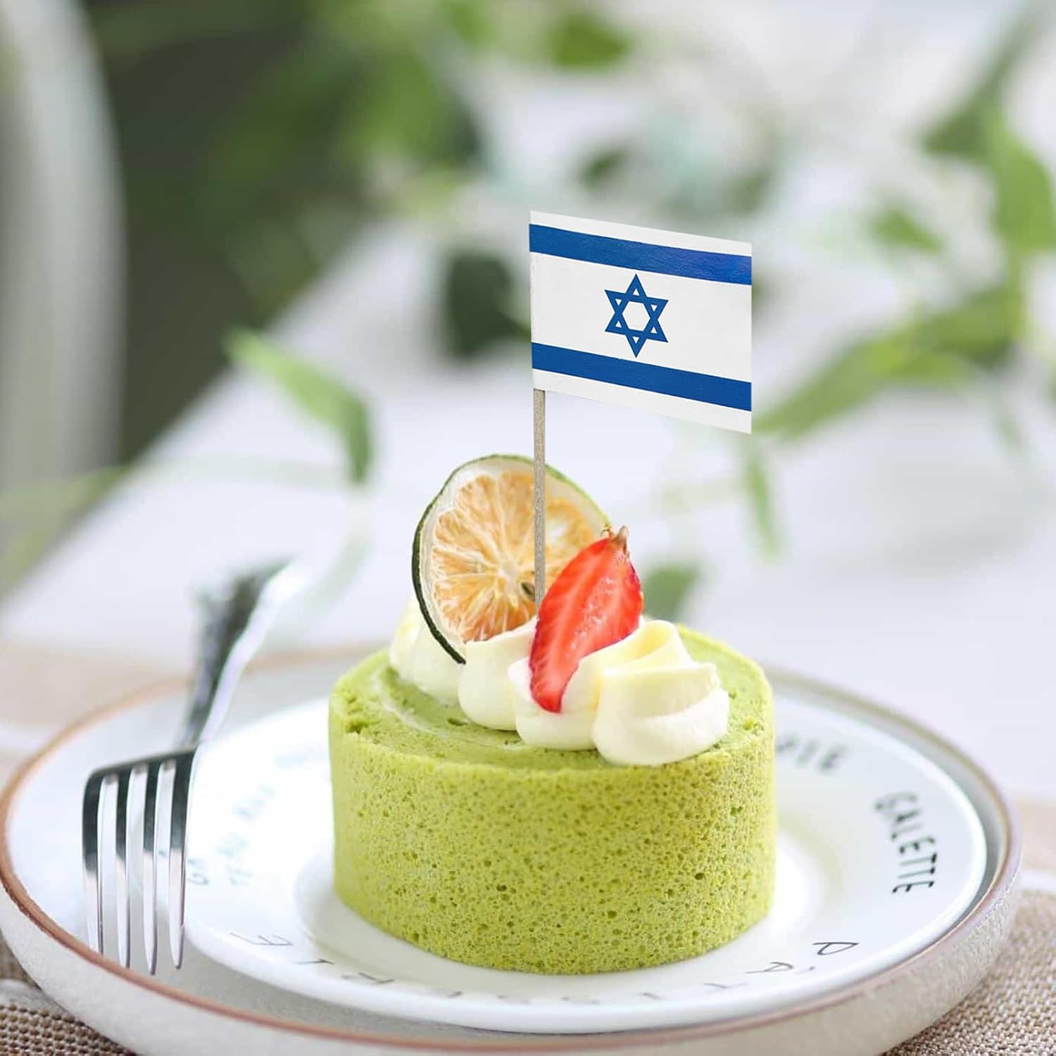 100 Pcs Israel Flag Israelis Toothpick Flags, Small Mini Stick Cupcake Toppers Israelis Flags image 2