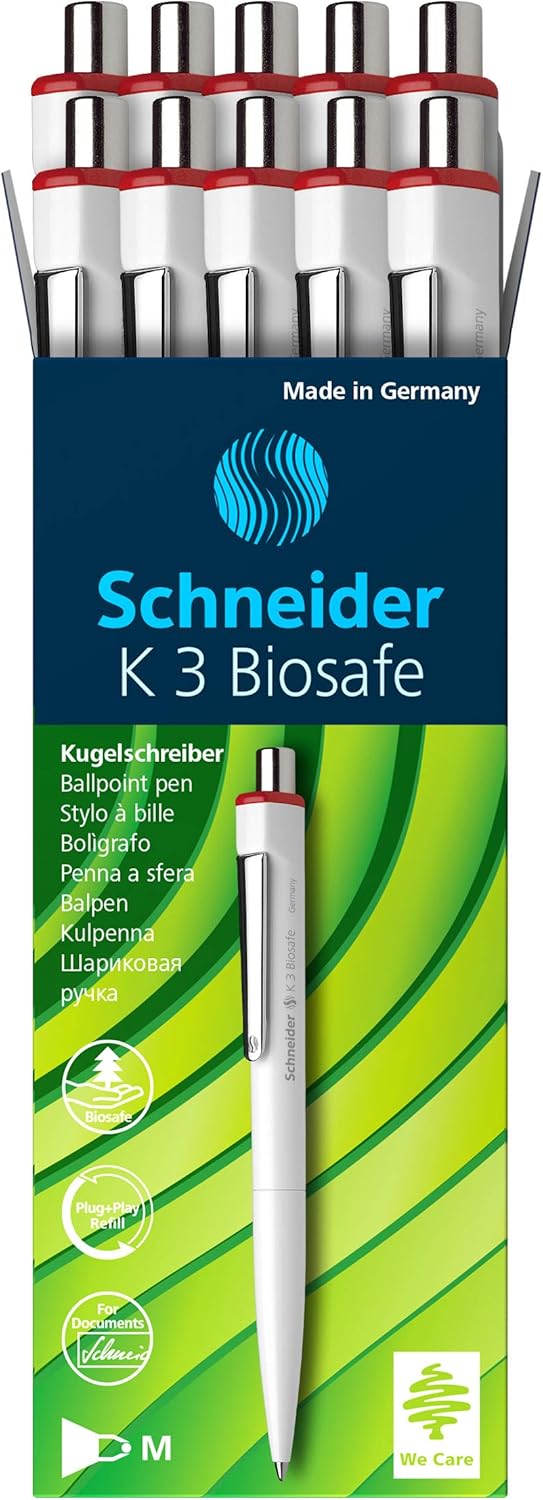 Schneider Mechanical Ballpoint Pen K3 Red M Indelible Pack of 10