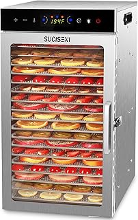 SUCISENI Food Dehydrator Machine 1000W 18 Trays Stainless Steel Commercial Food Dehydrated Dryer with 24H Timer Touch-Control LED Display, Compact Size for Home Jerky Herbs Meat Beef Fruit Vegetables