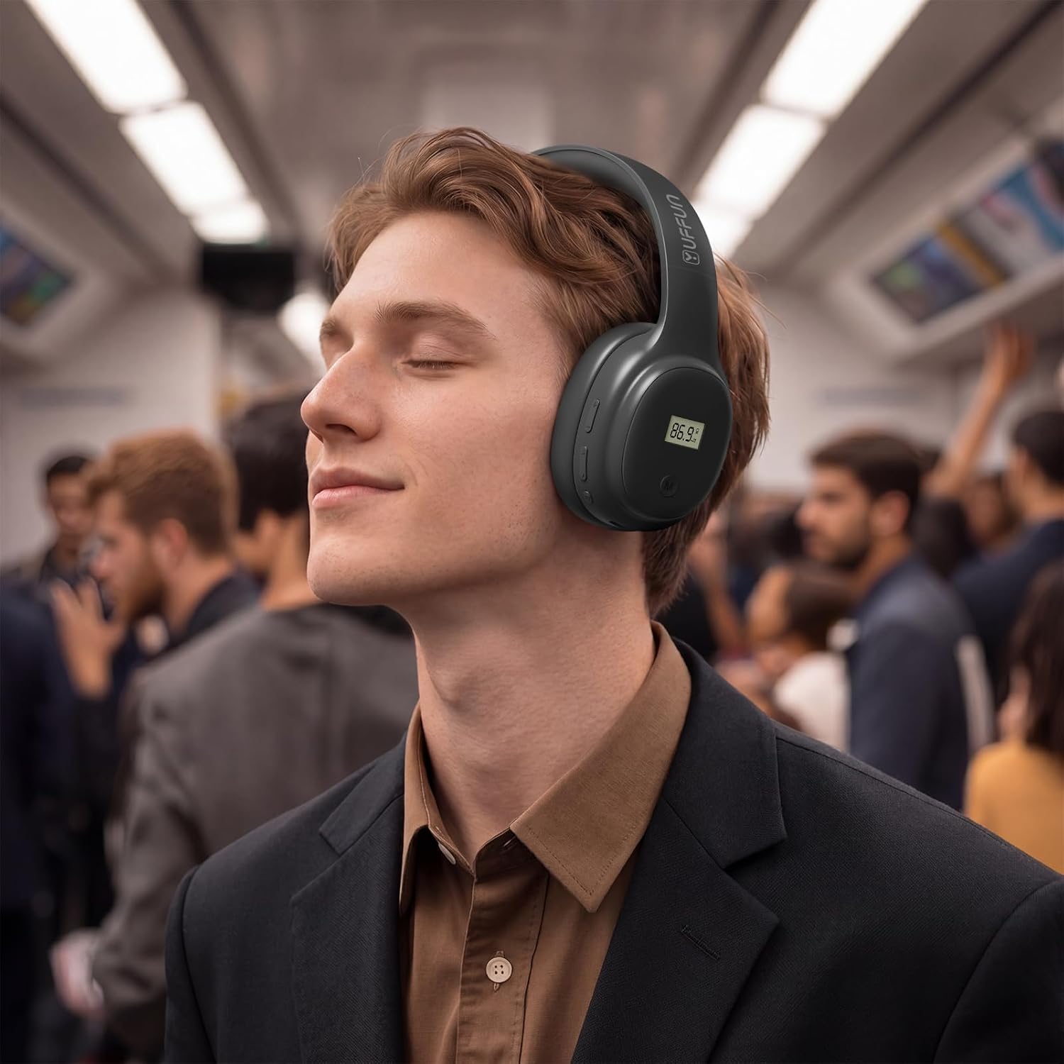 Portable Personal FM Radio Headphones, Comfortable Radio Headset with Type-C Fast Charging Rechargeable Battery Long Playtime, Earmuff FM Radio for Seniors, Meeting FM Receiver