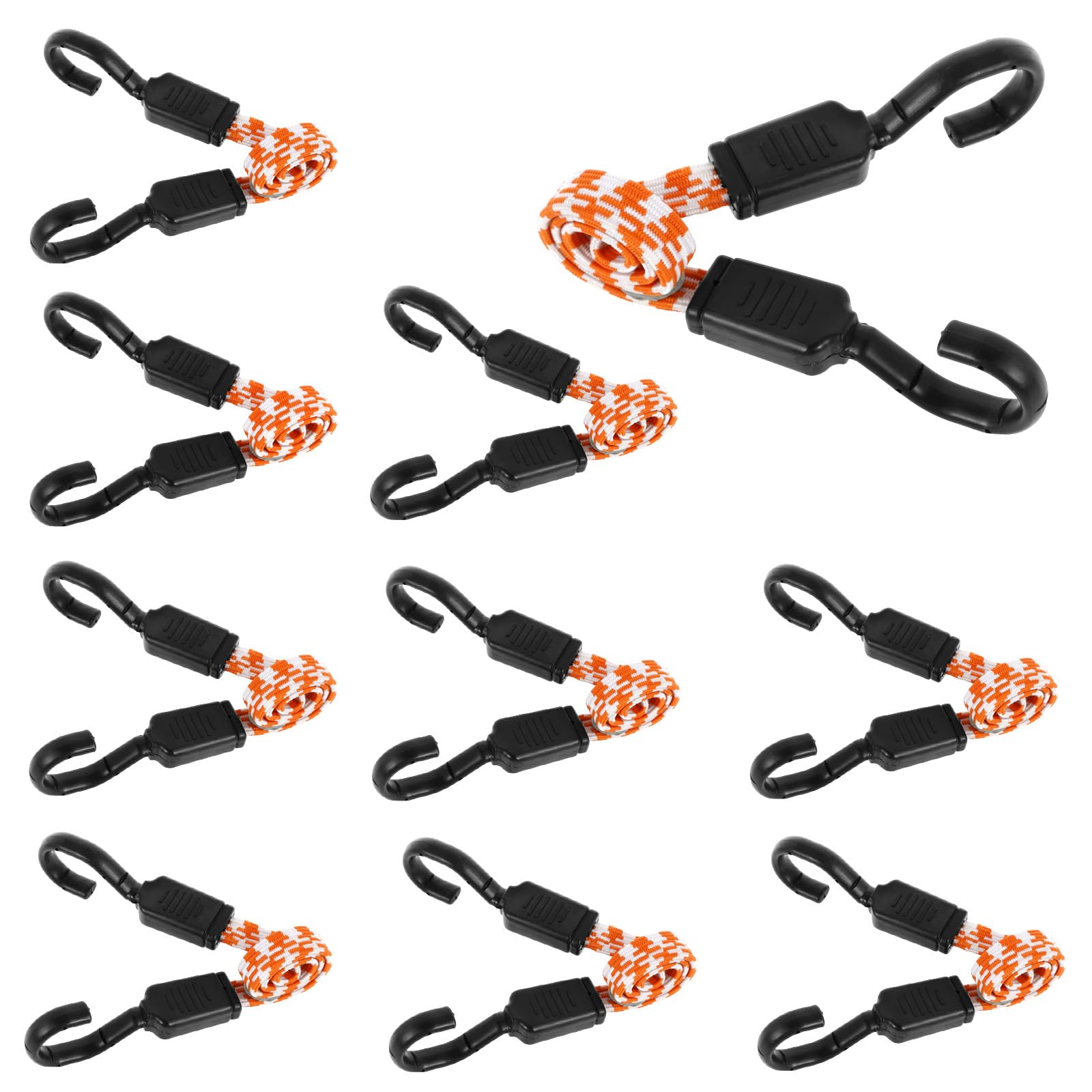 Nihuifdpy 10Pcs(55Cm Each) 10Pcs Bungee Cords With Hooks, Heavy Duty 55-100Cm Weatherproof & Uv-Resistant Flat Nylon Elastic Bungee Straps For Securing Luggage, Camps, Tents, Tarps, Bikes, Garden Furniture(10Pcs(55Cm Each))