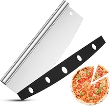 Onader Pizza Cutter Rocker 35cm, Stainless Steel Large Pizza Slicer with Protective Cover, Great for Professional Cutting Homemade Pizza, Bread & Dough, Dishwasher Safe
