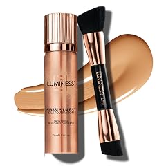 LUMINESS Silk Airbrush Spray Foundation Buffing Brush Kit Full Coverage Foundation Dual-Sided Buffing Brush - Buildable Coverage Anti-Aging